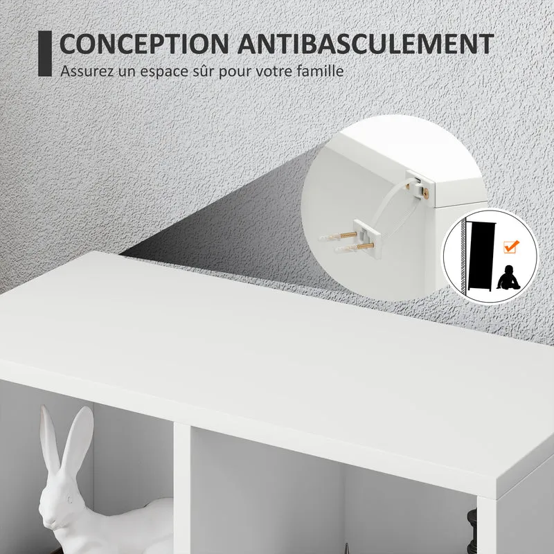 Bibliothèque étagère de rangement 50 x 24 x 80 cm 5 compartiments antibasculement moderne en panneau de particules blanc 21_0002504