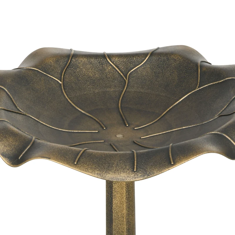 Bain d'oiseaux abreuvoir feuille de lotus 50 x 71 cm bassin accueillant stable et chic cosy style rustique en PP bronze 21_0003987