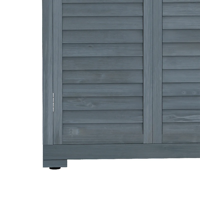 Armoire jardin rangement outils 87 x 46,5 x 160 cm 2 étagères portes persiennes à loquet moderne en bois de sapin gris 21_0004127