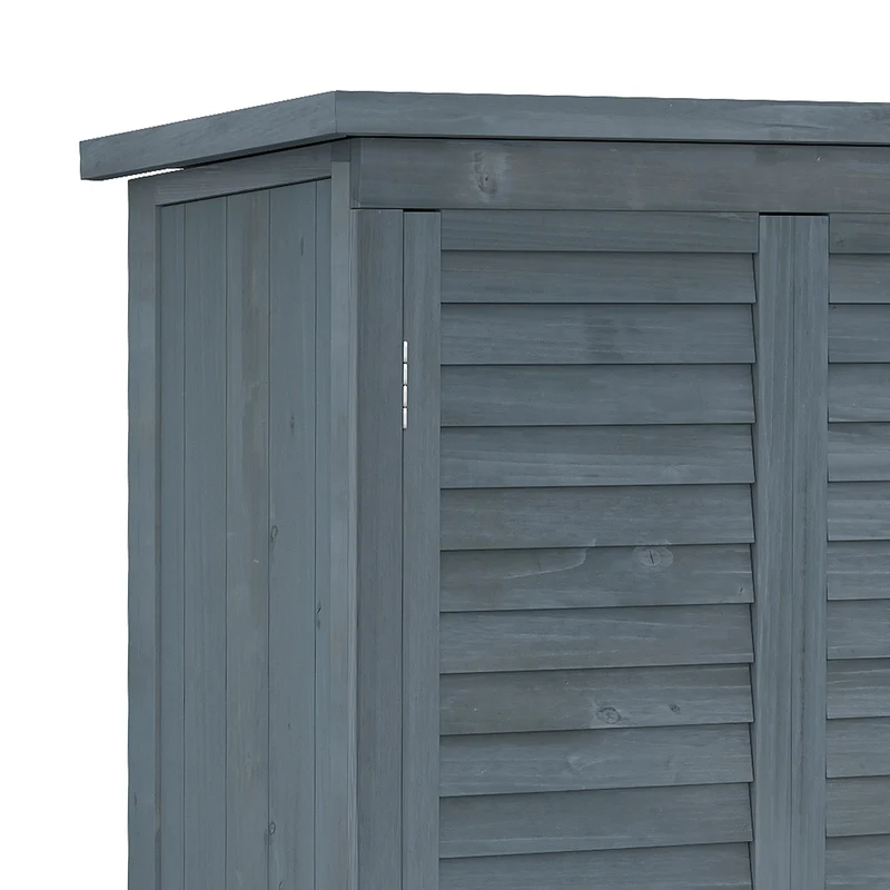 Armoire jardin rangement outils 87 x 46,5 x 160 cm 2 étagères portes persiennes à loquet moderne en bois de sapin gris 21_0004127