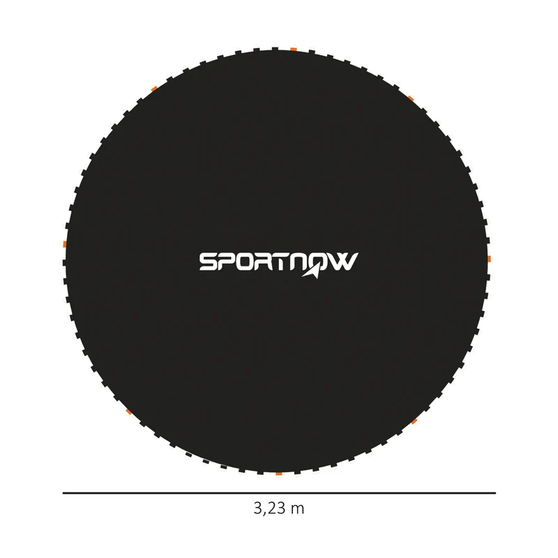 Tapis de trampoline rond 323 cm adapté à ressorts 14 cm 72 anneaux rebond renforcé anti uv design en polypropylène noir 21_0006416