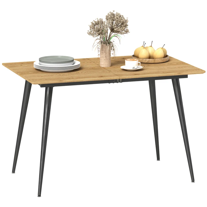 Table à manger extensible 120 x 75 x 77 cm jusqu'à 160 x 75 x 77 cm gain de place 6 à 8 personnes moderne en MDF naturel 21_0003279