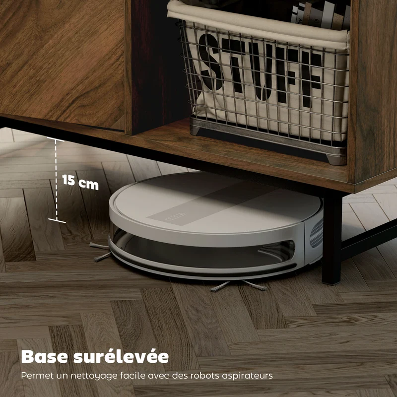 Table basse rectangulaire salon 100 x 50,8 x 45,7 cm rangement ouvert et fermé gain de place moderne design en MDF noyer 21_0003546