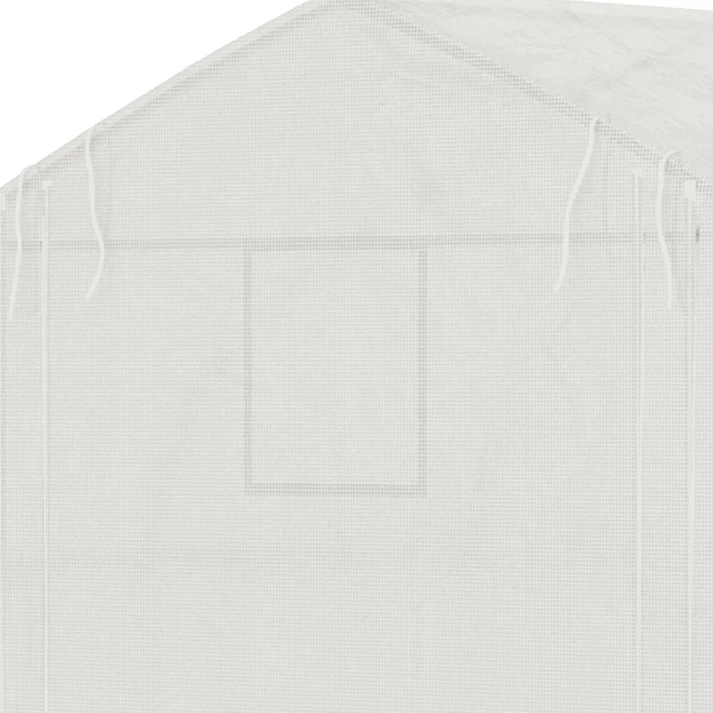 Serre de jardin tunnel 347 x 300 x 200 cm prolonge saison porte zippée parois enroulables moderne en polyéthylène blanc 21_0004277