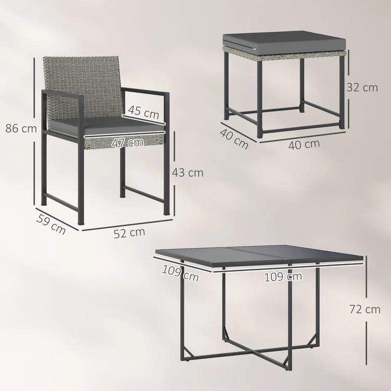 Salon de jardin 9 pièces extérieur 109 x 109 x 72 cm coussins lavables rangement design terrasse en résine tressée gris 21_0005999