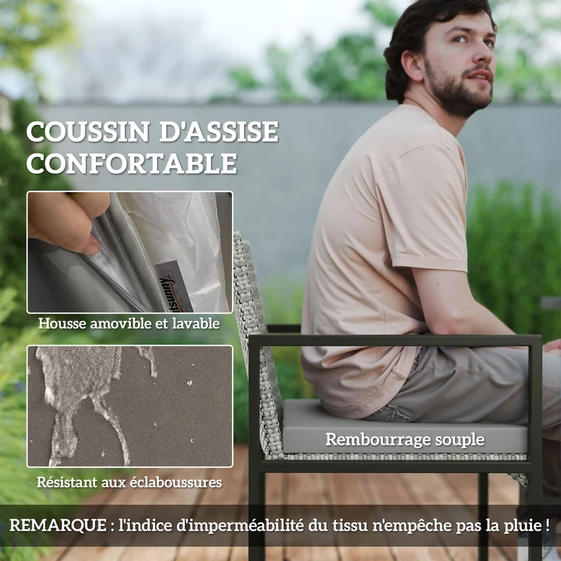 Salon de jardin 9 pièces extérieur 109 x 109 x 72 cm coussins lavables rangement design terrasse en résine tressée gris 21_0005999
