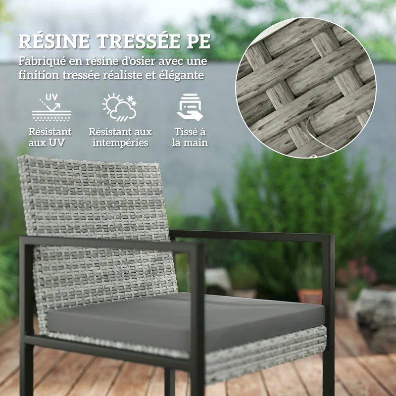 Salon de jardin 9 pièces extérieur 109 x 109 x 72 cm coussins lavables rangement design terrasse en résine tressée gris 21_0005999