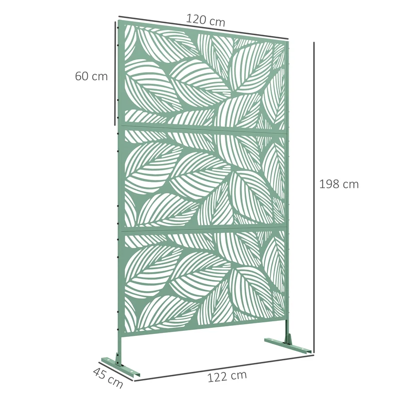 Panneau brise vue décoratif extérieur 122 x 45 x 198 cm délimiter intimité jardin terrasse contemporain en acier vert 21_0003982
