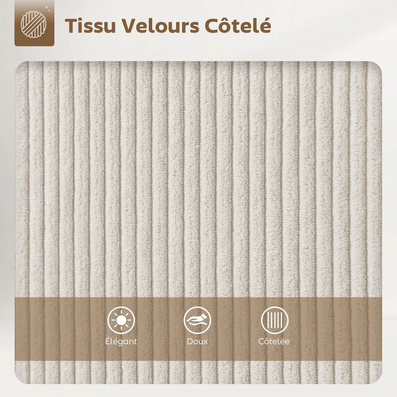 Lot de 2 tabourets de bar dossier courbé 49 x 52 x 88 cm assise rembourrée repose-pieds scandinave en velours crème 21_0003339