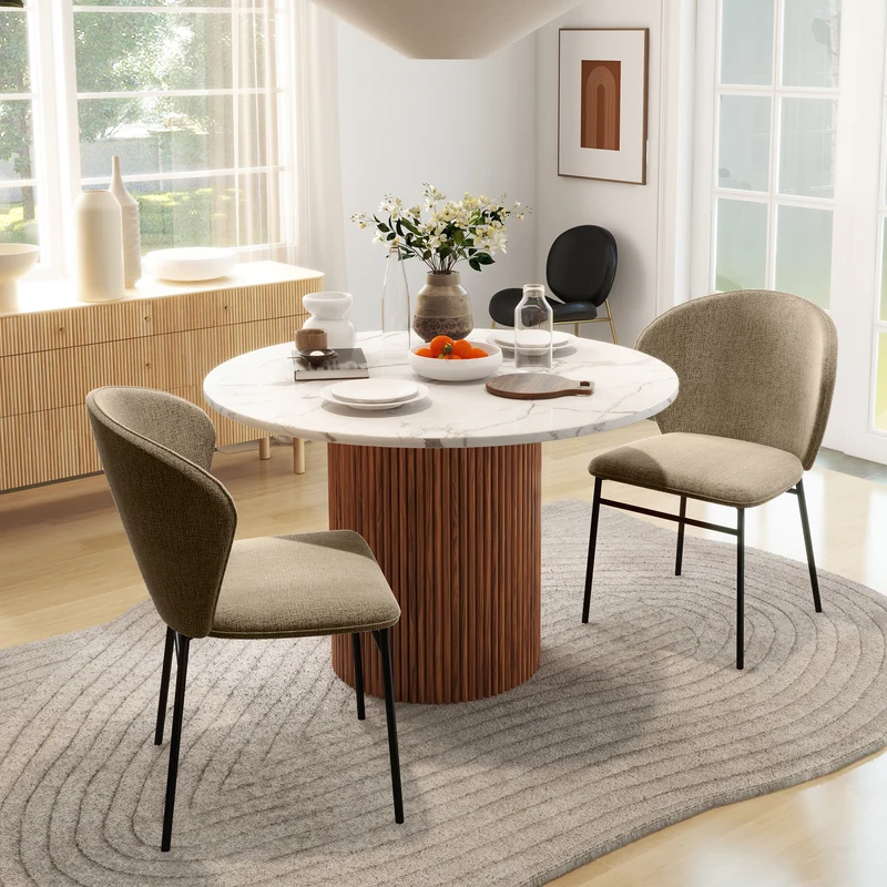 Lot de 2 chaises salle à manger assise rembourrée dossier incurvé 52 x 55 x 80 cm confort mousse moderne en tissu beige 21_0003203