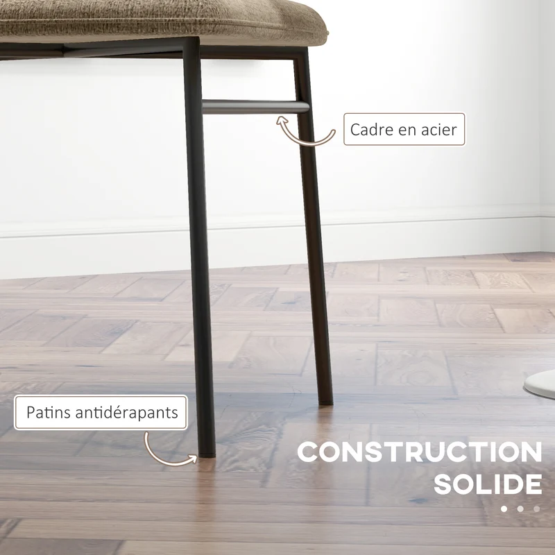 Lot de 2 chaises salle à manger assise rembourrée dossier incurvé 52 x 55 x 80 cm confort mousse moderne en tissu beige 21_0003203