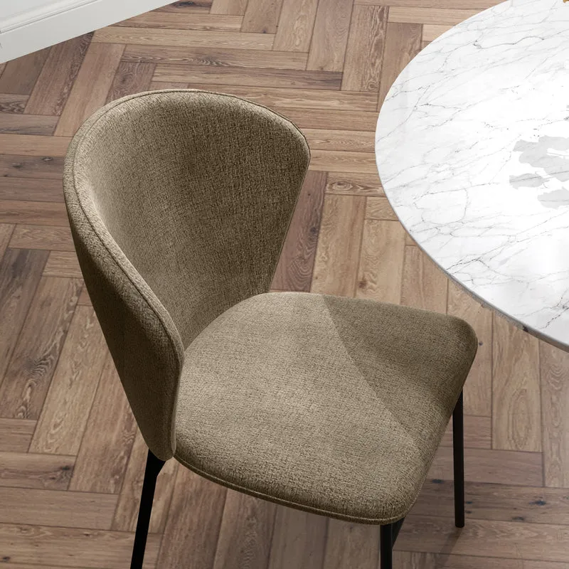 Lot de 2 chaises salle à manger assise rembourrée dossier incurvé 52 x 55 x 80 cm confort mousse moderne en tissu beige 21_0003203