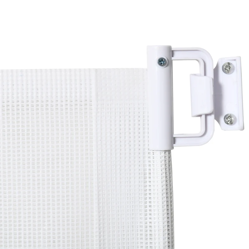 Lot de 2 barrières de sécurité rétractables pratiques pour escaliers 115 x 83 cm avec poignée moderne en textilène blanc 21_0007502