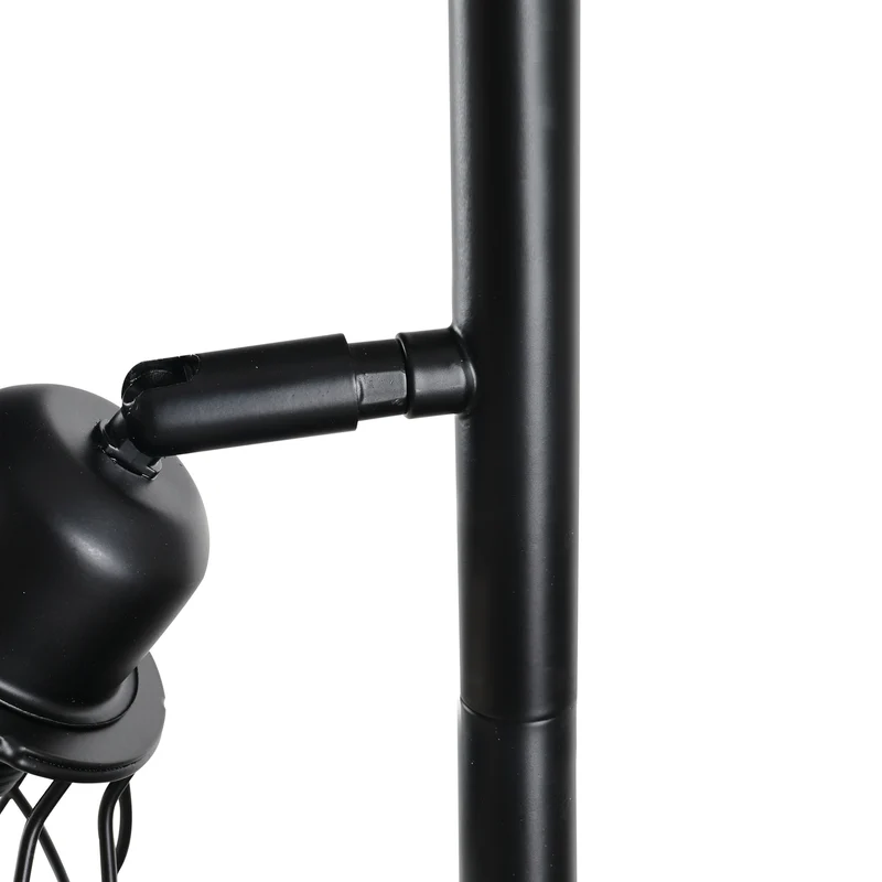 Lampadaire salon 36 x 36 x 165 cm 3 abat-jours cage commutateur au pied finition mate industriel vintage en acier noir 21_0007009