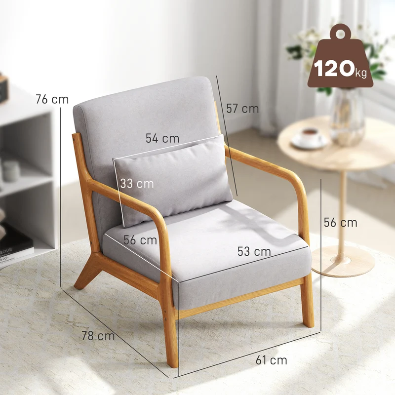 Fauteuil de salon assise profonde accoudoirs dossier incliné 61 x 71 x 76 cm confort scandinave chic en velours gris 21_0003091