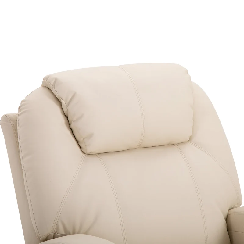 Fauteuil de relaxation massant inclinable 82 x 97 x 110 cm 8 points de massage repose-pieds contemporain en PU crème 21_0000802