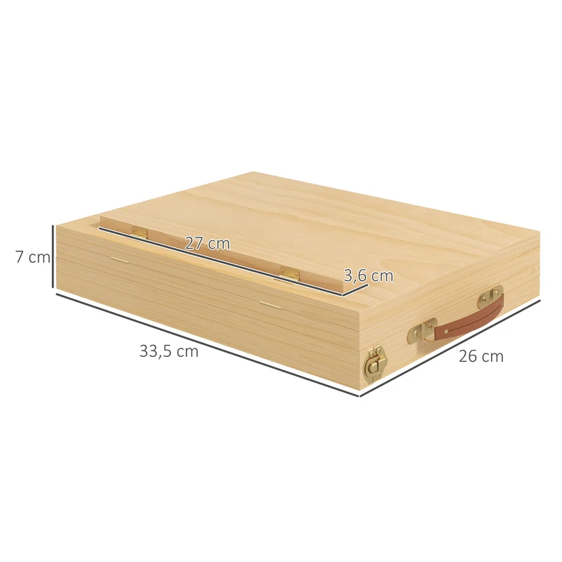 Chevalet de table pliable avec tiroir rangements angle réglable 33.5 x 26 x 26 cm design épuré en bois de hêtre naturel 21_0006113