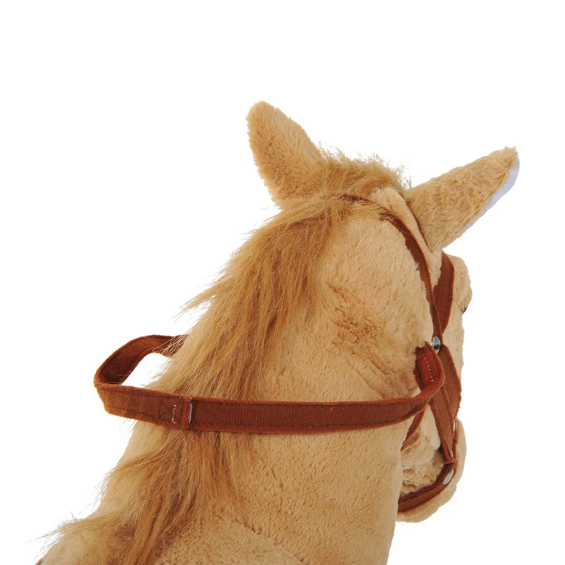 Cheval debout pour enfant 85 x 28 x 60 cm avec effets sonores selle moelleuse décoratif scandinave en peluche beige 21_0000273