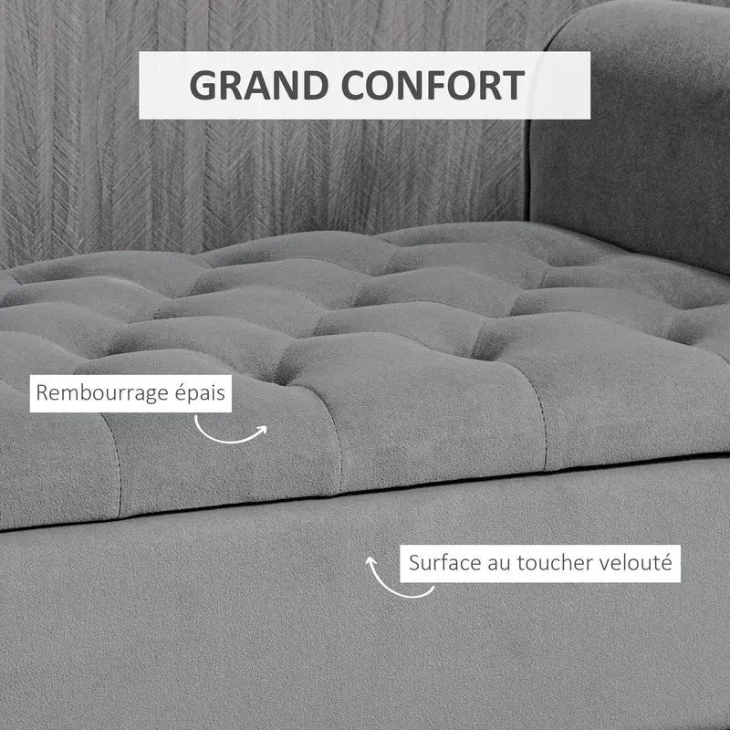 Banc coffre bout de lit 126 x 48.5 x 57 cm assise capitonnée coffre de rangement moderne et douillet en polyester gris 21_0002912