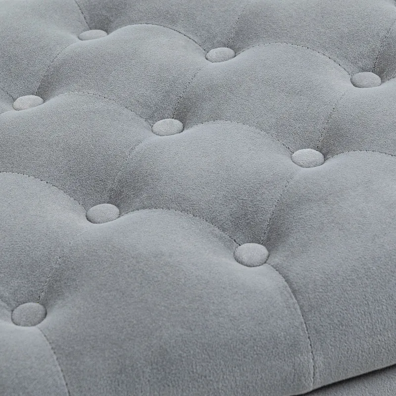 Banc coffre bout de lit 126 x 48.5 x 57 cm assise capitonnée coffre de rangement moderne et douillet en polyester gris 21_0002912