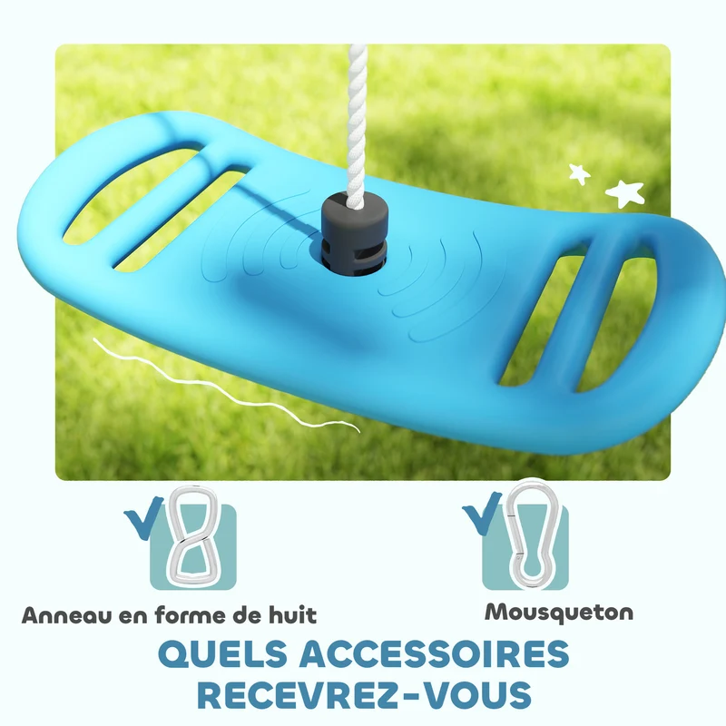 Balançoire enfant intérieur et extérieur 40,8 x 20,4 x 150 cm réglable sécurité 70 kg jardin moderne en plastique bleu 21_0000382