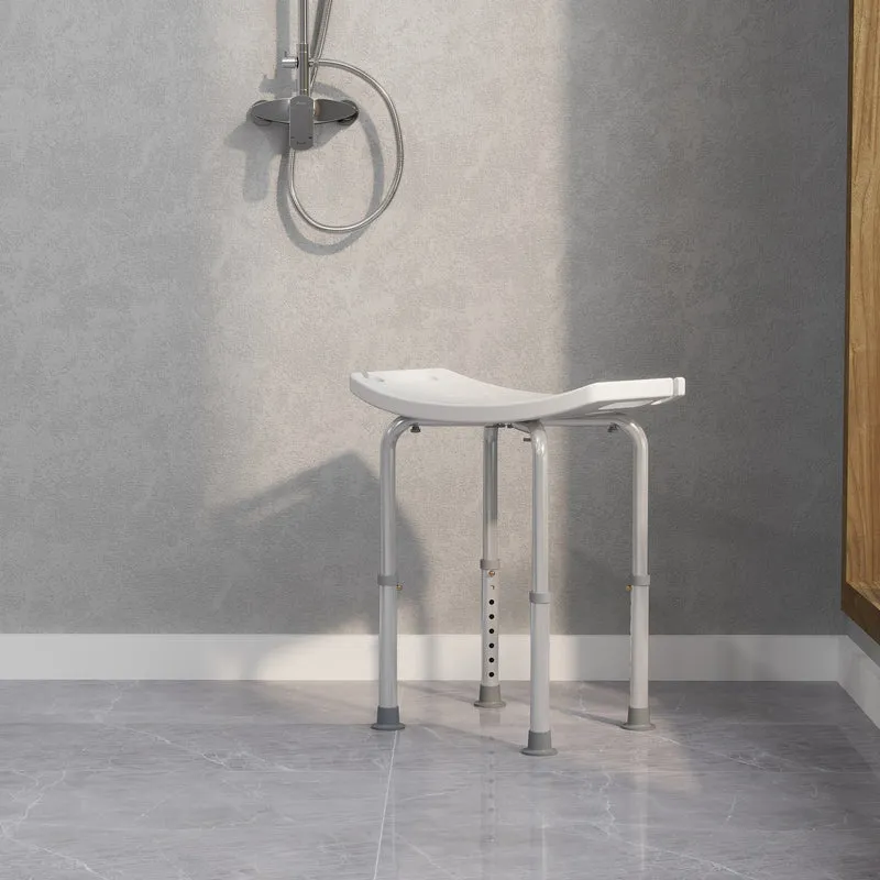 Tabouret de douche pour mobilité réduite 50 x 36 x 39,5-56,5 cm réglable antidérapant épuré en alliage d'aluminium blanc 21_0000927