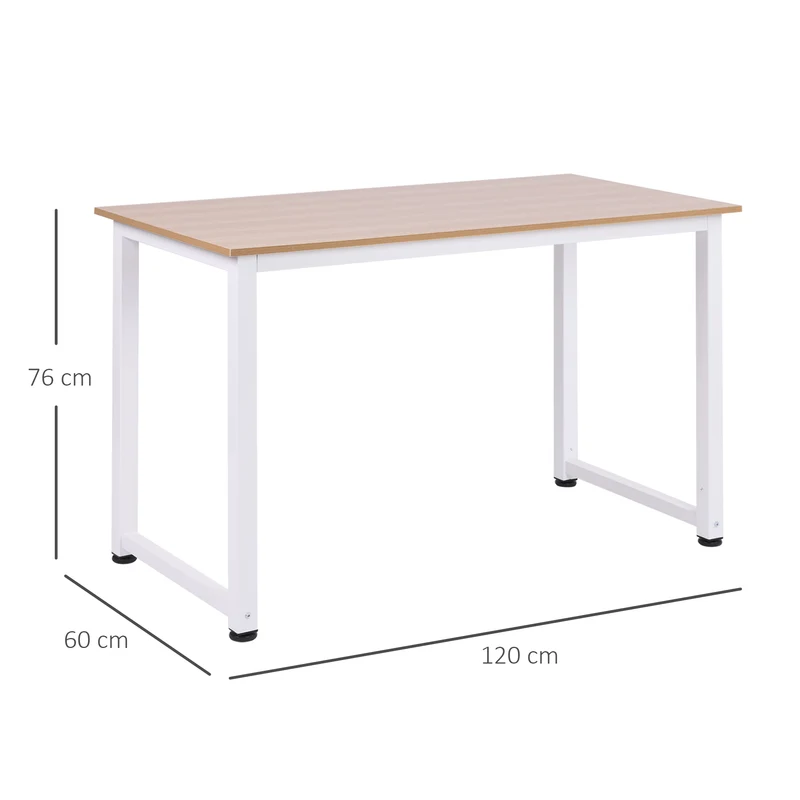 Table multifonction bureau 120 x 60 x 76 cm grand plateau stable piètements réglables design industriel en MDF chêne 21_0002419
