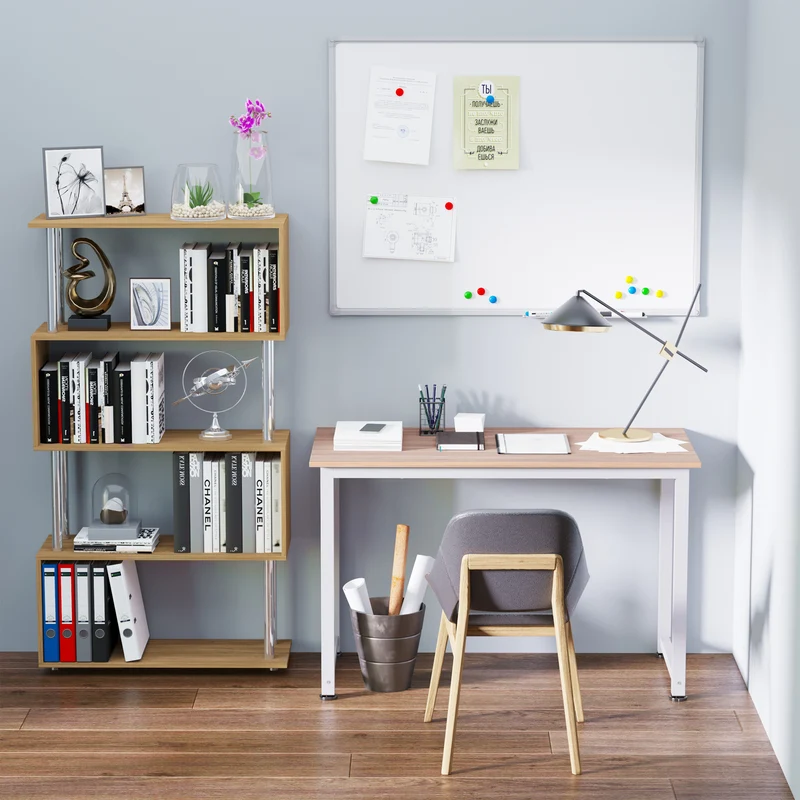 Table multifonction bureau 120 x 60 x 76 cm grand plateau stable piètements réglables design industriel en MDF chêne 21_0002419