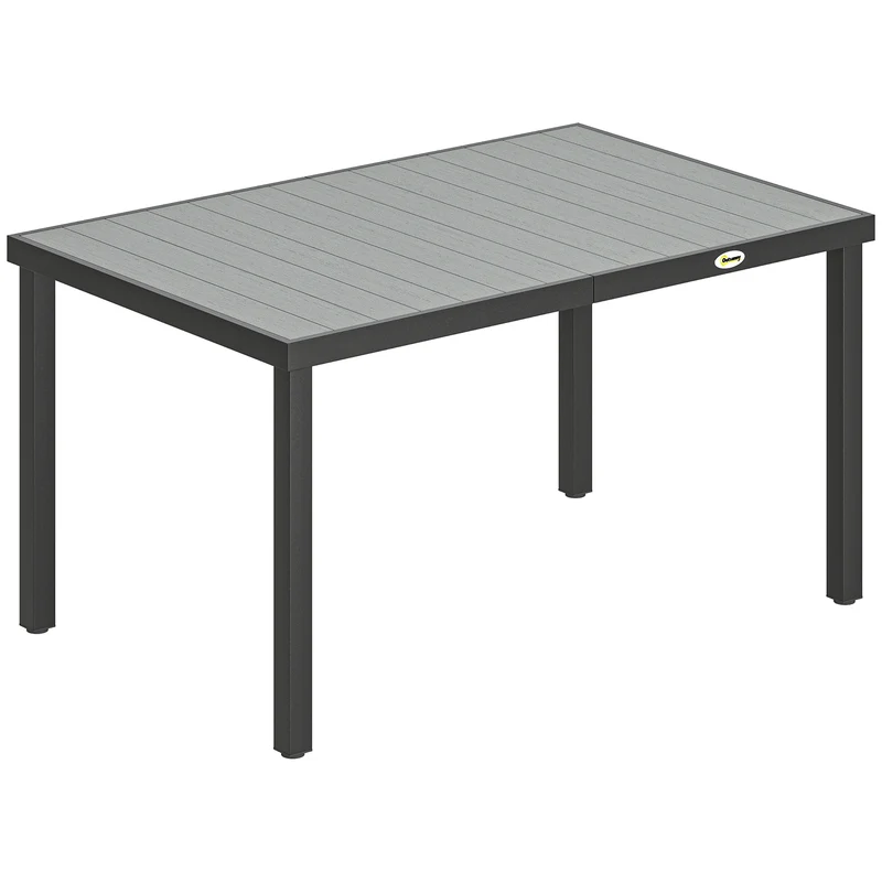 Table de jardin 140 x 90 x 74 cm 4 à 6 personnes plateau à lattes anti eau stable moderne traitée en bois-plastique gris 21_0005394