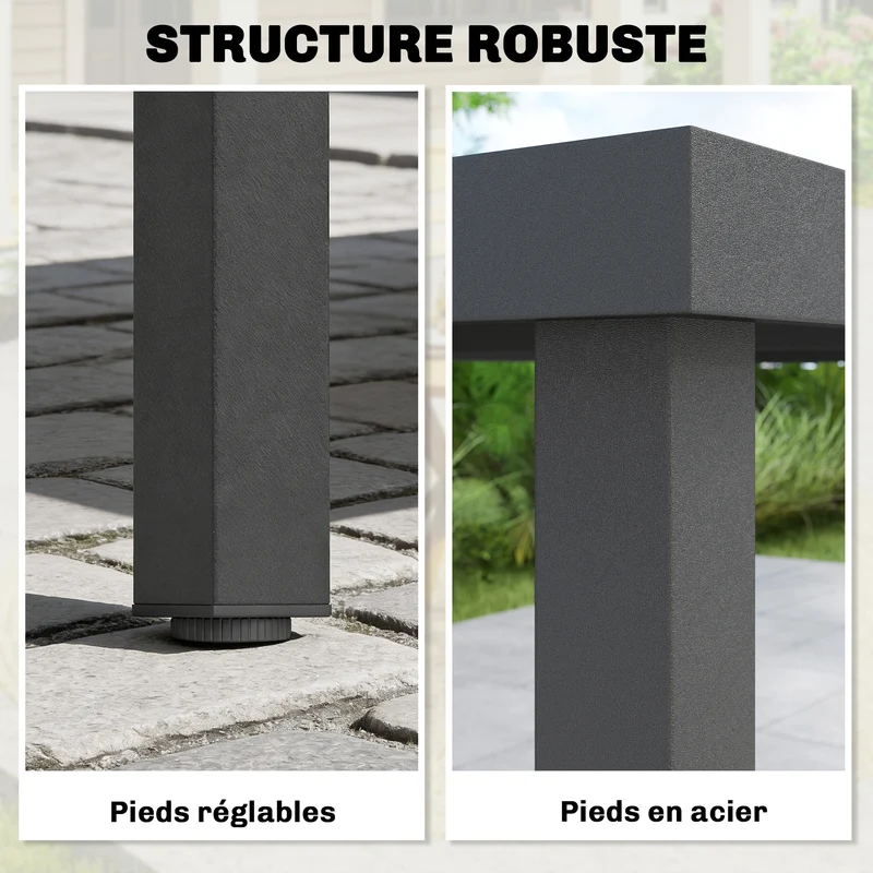 Table de jardin 140 x 90 x 74 cm 4 à 6 personnes plateau à lattes anti eau stable moderne traitée en bois-plastique gris 21_0005394