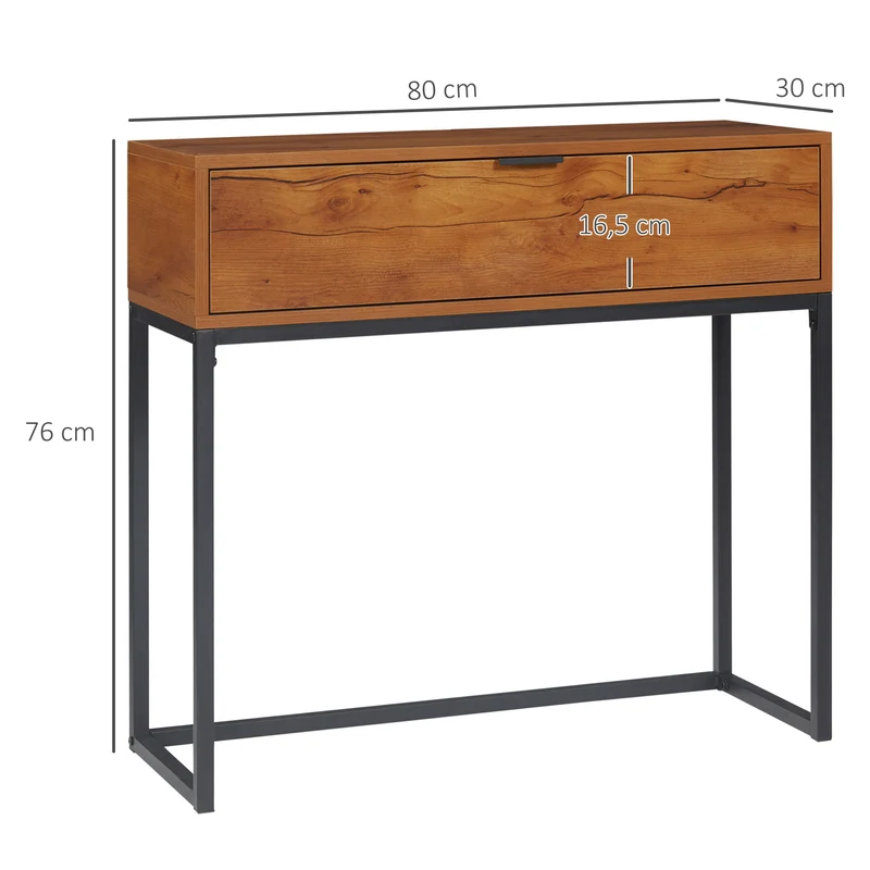 Table console entrée couloir 80 x 30 x 76 cm rangement tiroir gain de place moderne en panneau de particules marron 21_0002665