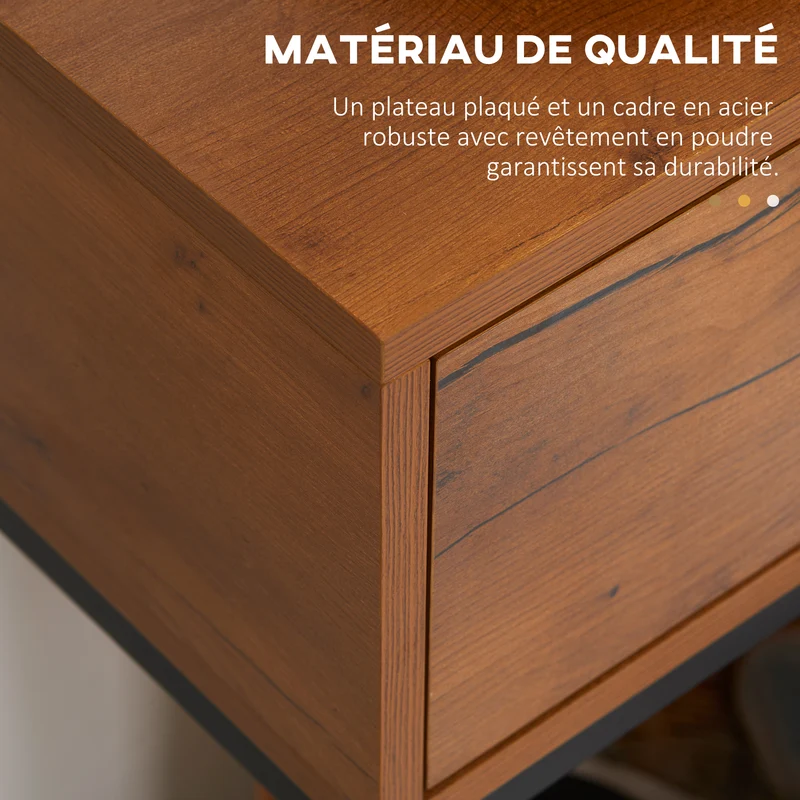 Table console entrée couloir 80 x 30 x 76 cm rangement tiroir gain de place moderne en panneau de particules marron 21_0002665