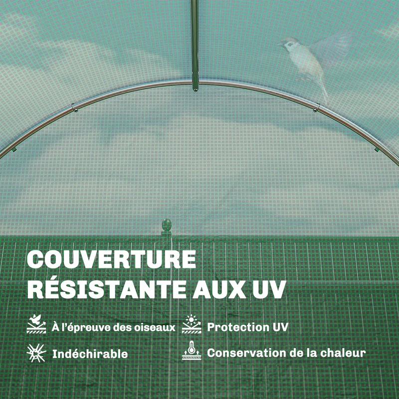 Serre tunnel de jardin 200 x 300 x 200 cm porte battante ventilation idéal pour potager semis moderne épuré en pe vert 21_0005608