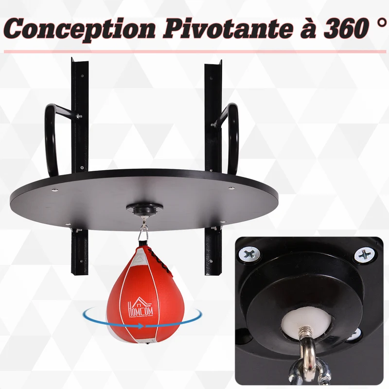 Poire de vitesse boxe avec support pivotant 60 x 73 x 80 cm hauteur réglable rebond optimisé contemporain en acier noir 21_0006775