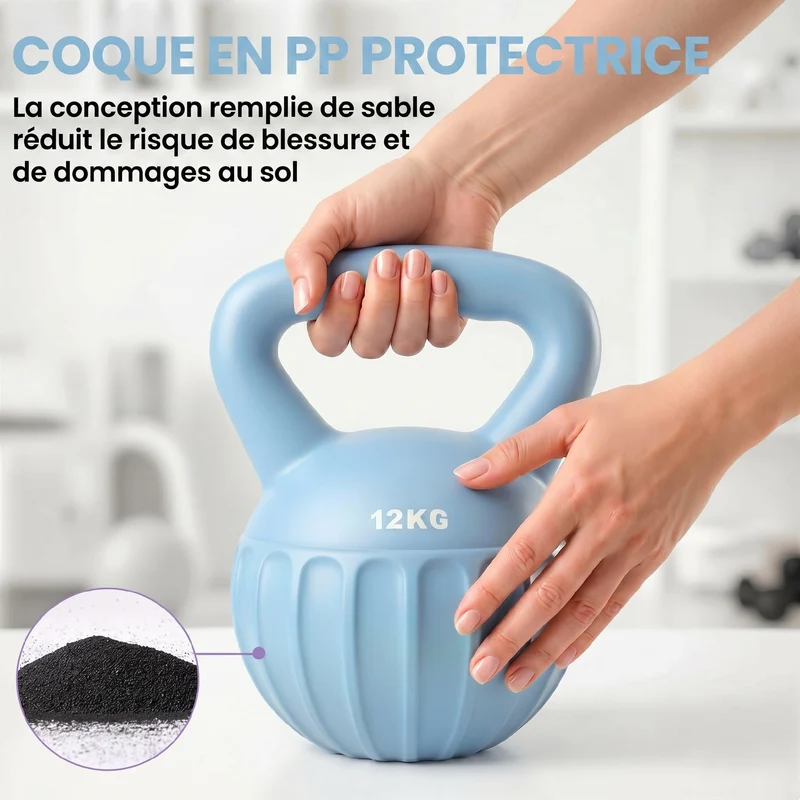 Poids russe musculation 23 x 23 x 30 cm prise antidérapante base stable idéal entraînement salon moderne en PP bleu 21_0006898