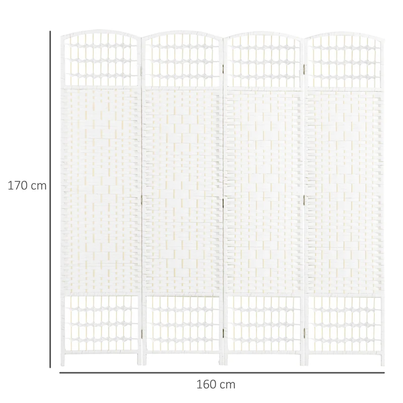 Paravent pliable séparateur de pièce 160 x 170 cm intimité modulable facile à déplacer design moderne en bois blanc 21_0001273