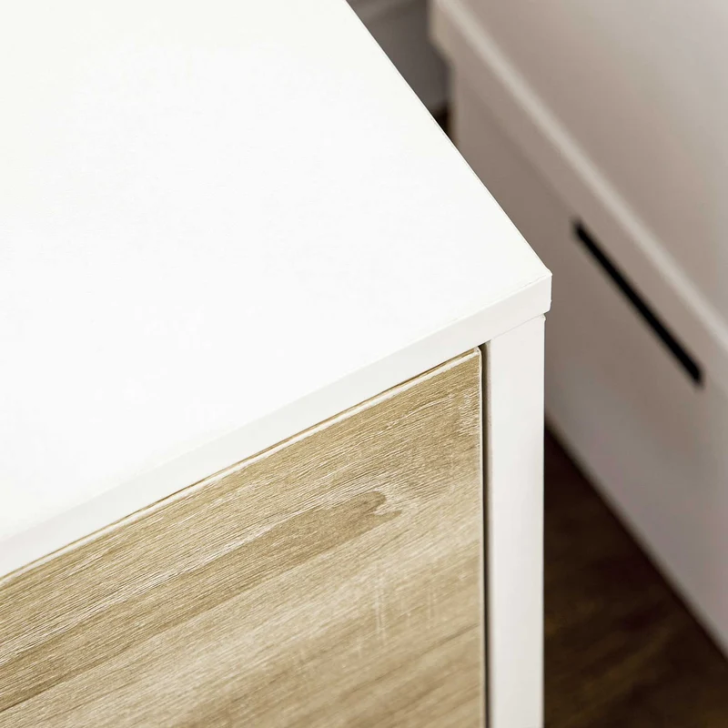 Meuble tv bas pour salon 110 x 40 x 50 cm grand rangement tiroir armoires moderne épuré en panneau de particules blanc 21_0002856