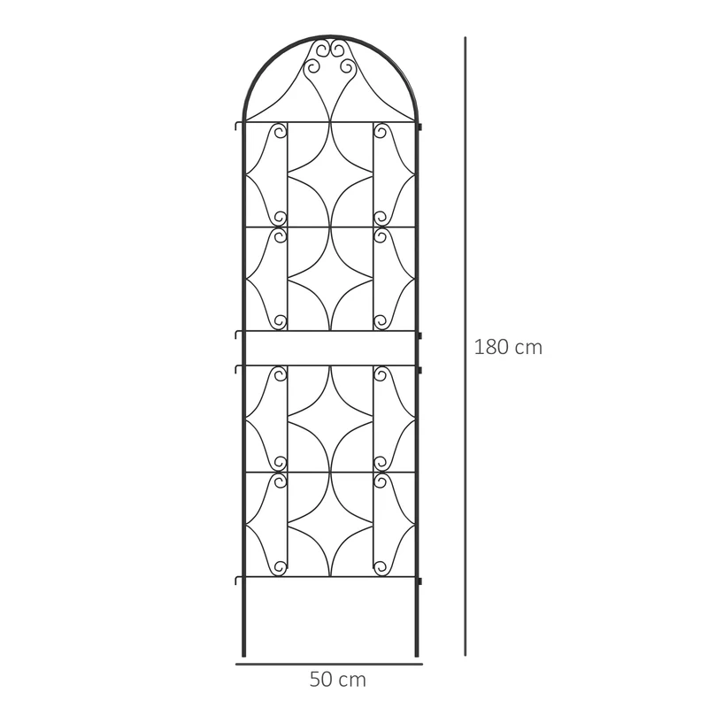 Lot de 2 treillis jardin pour plantes grimpantes 50 x 180 cm panneau d'intimité antirouille contemporain en métal noir 21_0005563