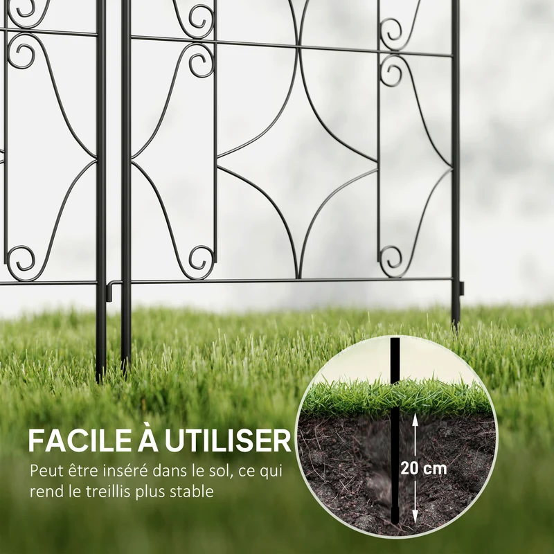 Lot de 2 treillis jardin pour plantes grimpantes 50 x 180 cm panneau d'intimité antirouille contemporain en métal noir 21_0005563