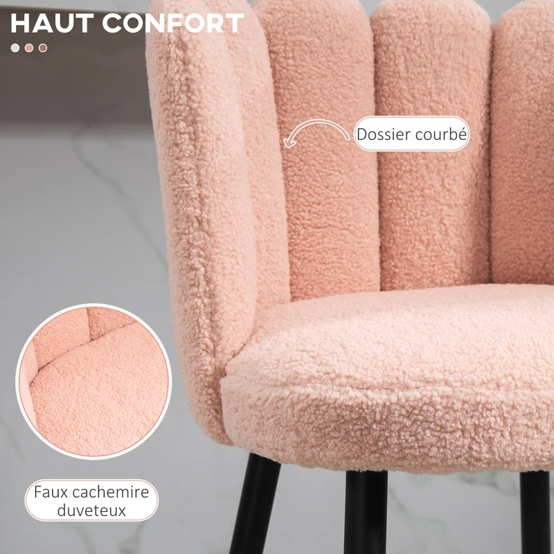 Lot de 2 tabourets de bar dossier enveloppant repose-pied 52 x 53 x 93 cm assise moelleuse contemporain en polyester rose 21_0002349