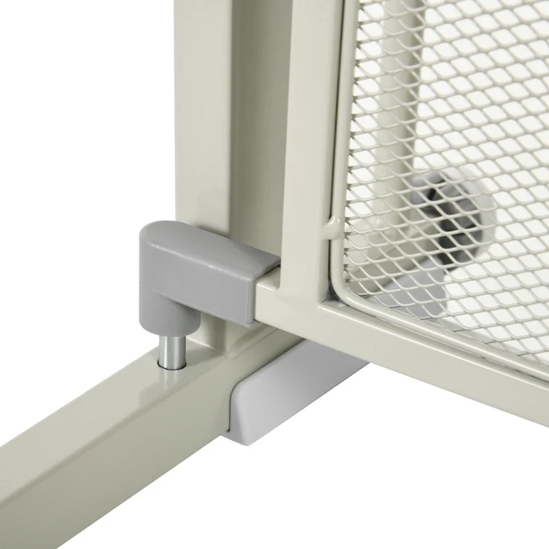 Lot de 2 barrières de sécurité pour animaux escaliers 76 x 75-103 x 3 cm fermeture automatique style épuré en acier gris 21_0007509