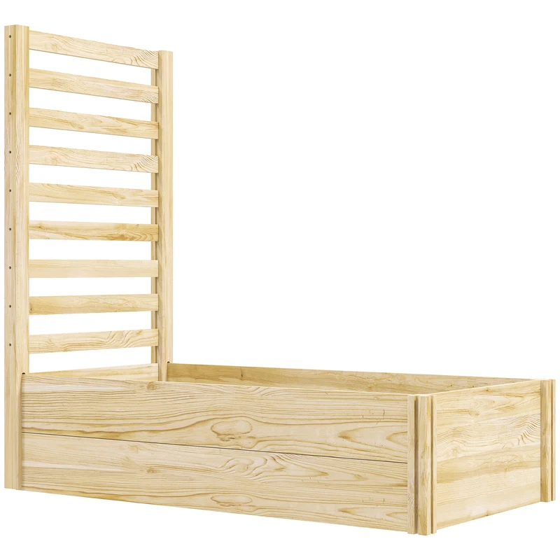 Jardinière treillis bac 115 x 60 x 110 cm résistante intempéries culture légumes balcon style rustique en bois naturel 21_0004316