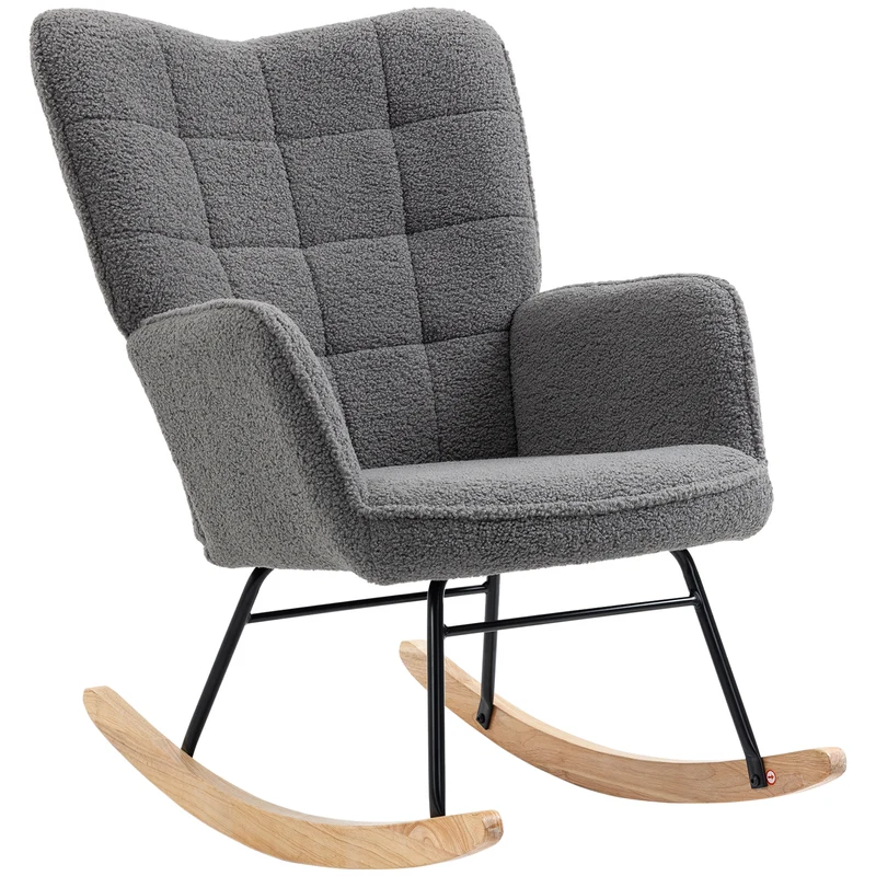 Fauteuil à bascule lecture 71 x 98 x 101 cm rembourré dossier large accoudoirs style scandinave en polyester gris foncé 21_0003099