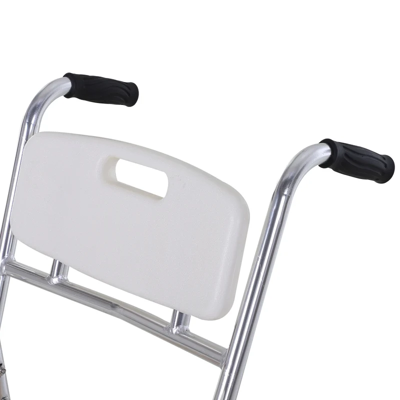 Chaise percée à roulettes pour la douche 88 x 54 x 94 cm siège amovible nettoyage facile moderne épuré en acier blanc 21_0000870