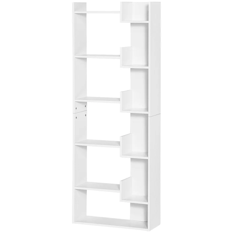 Bibliothèque étagère de rangement 6 niveaux 60 x 21 x 162.5 cm gain de place et exposition contemporain en MDF blanc 21_0002433