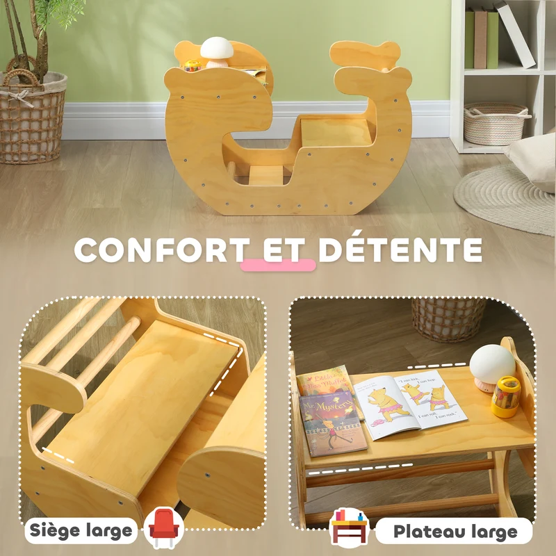 Arche d'escalade convertible pour enfants 80 x 58 x 49 cm sécurisée charge 50 kg scandinave minimaliste en bois naturel 21_0000309