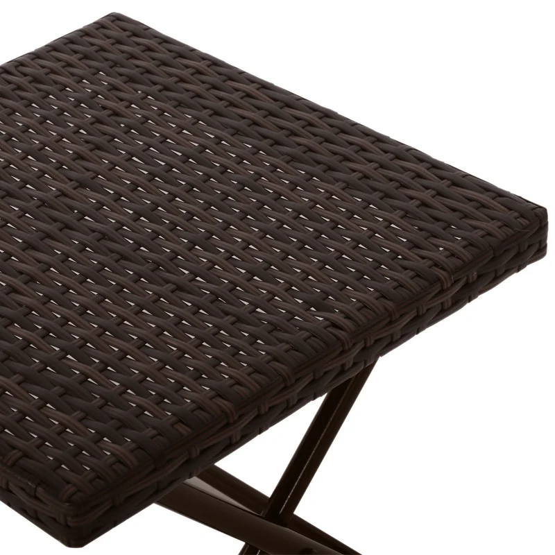 Table basse pliable carrée 40 x 40 x 40 cm gain de place pliage rapide tendance salon jardin en résine tressée marron 21_0006041