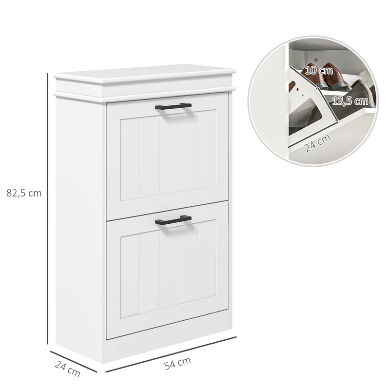 Meuble à chaussures d'entrée 54 x 24 x 82,5 cm gain de place étagères réglables anti-basculement moderne en MDF blanc 21_0002688