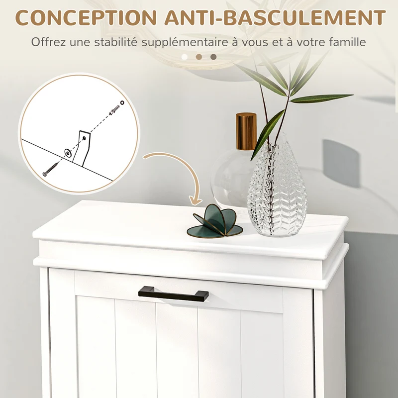 Meuble à chaussures d'entrée 54 x 24 x 82,5 cm gain de place étagères réglables anti-basculement moderne en MDF blanc 21_0002688