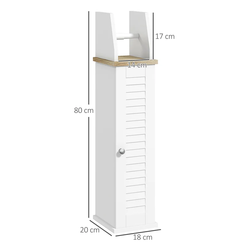 Meuble porte papier toilette colonne 18 x 20 x 80 cm gain de place étagère réglable épuré contemporain en MDF blanc 21_0001985